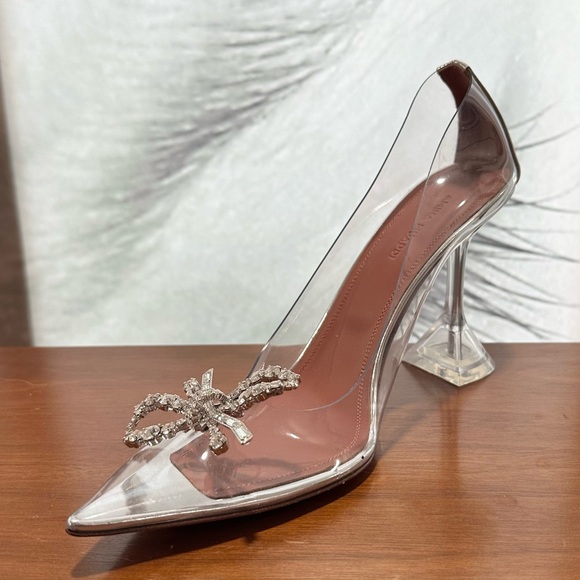 🌺AMINA MAUDDI🌺 Rosie Glass Pumps Transparent PVC Crystal Bow Size: 38.5 - Picture 6 of 16